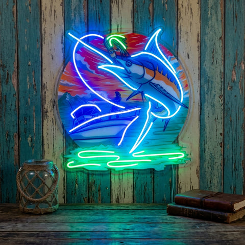 Marlin Sea Fishing LED Neon Sign Light Pop Art