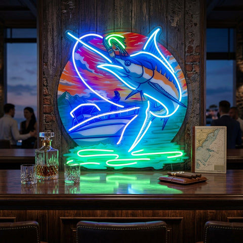 Marlin Sea Fishing LED Neon Sign Light Pop Art