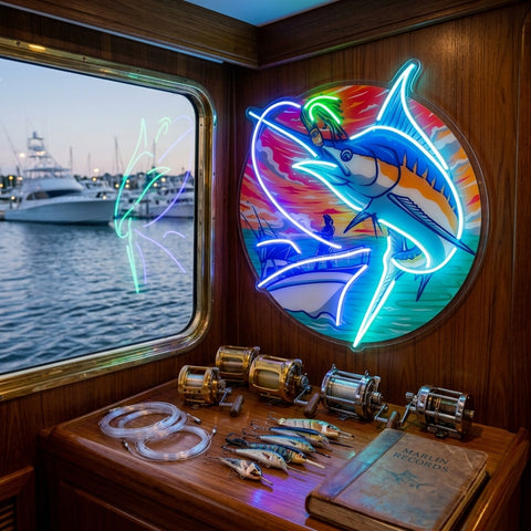 Marlin Sea Fishing LED Neon Sign Light Pop Art