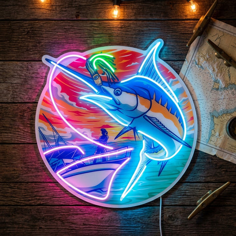 Marlin Sea Fishing LED Neon Sign Light Pop Art