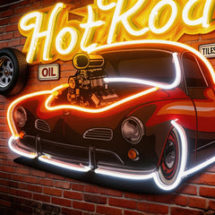 Fabolous Flamming Hotrod Car LED Neon Sign Light Pop Art