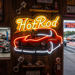 Fabolous Flamming Hotrod Car LED Neon Sign Light Pop Art