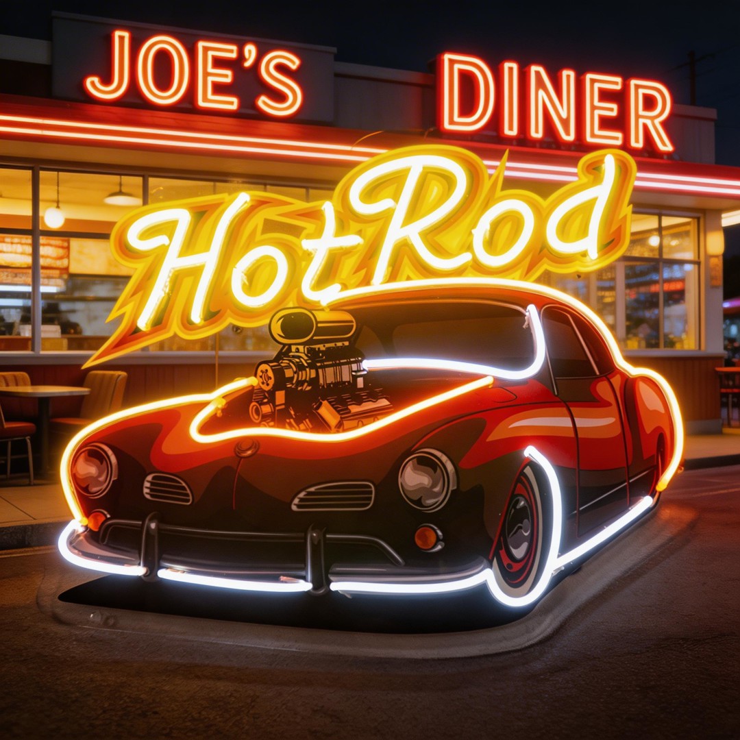 Fabolous Flamming Hotrod Car LED Neon Sign Light Pop Art