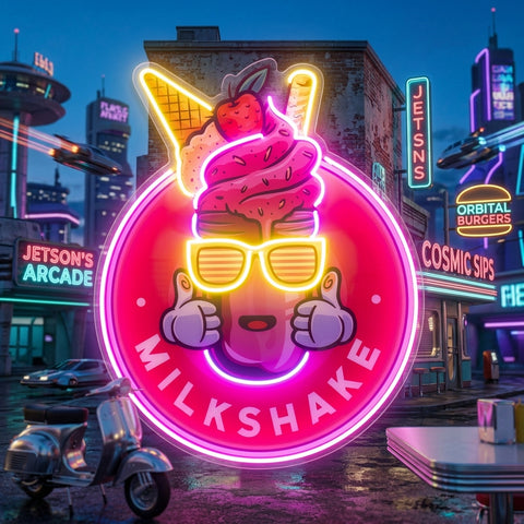 Milkshake Badge LED Neon Sign Light Pop Art