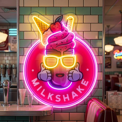 Milkshake Badge LED Neon Sign Light Pop Art