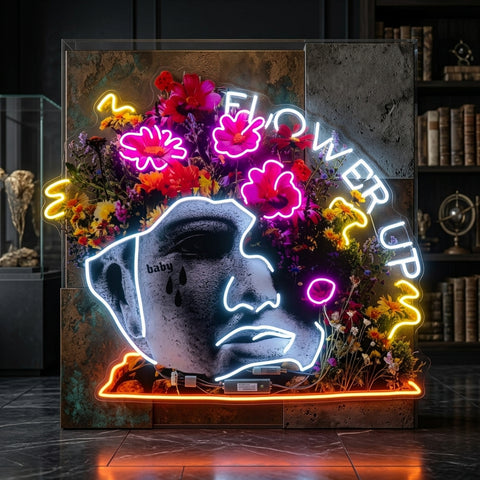 Flowers Bloom Up Collapse Art LED Neon Sign Light Pop Art