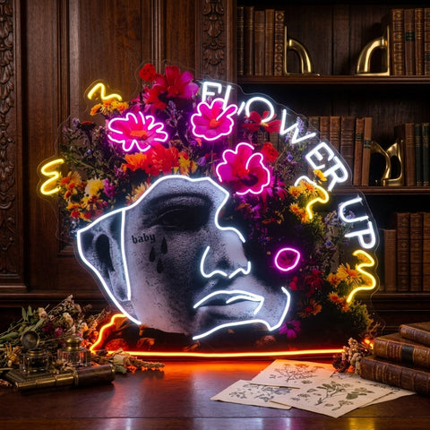 Flowers Bloom Up Collapse Art LED Neon Sign Light Pop Art