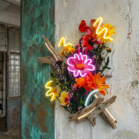 Flowers Bloom Up Collapse Art LED Neon Sign Light Pop Art