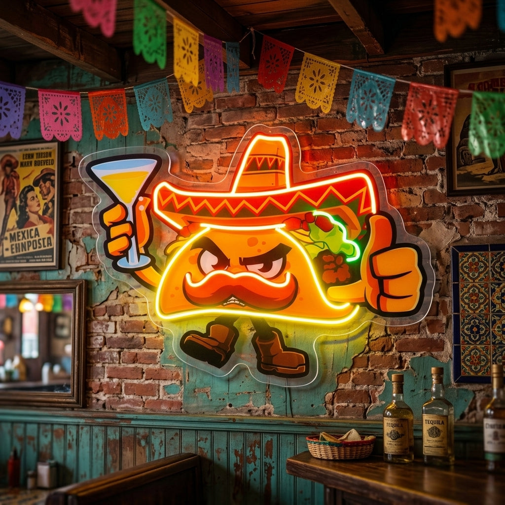 Taco Thumb Up LED Neon Sign Light Pop Art