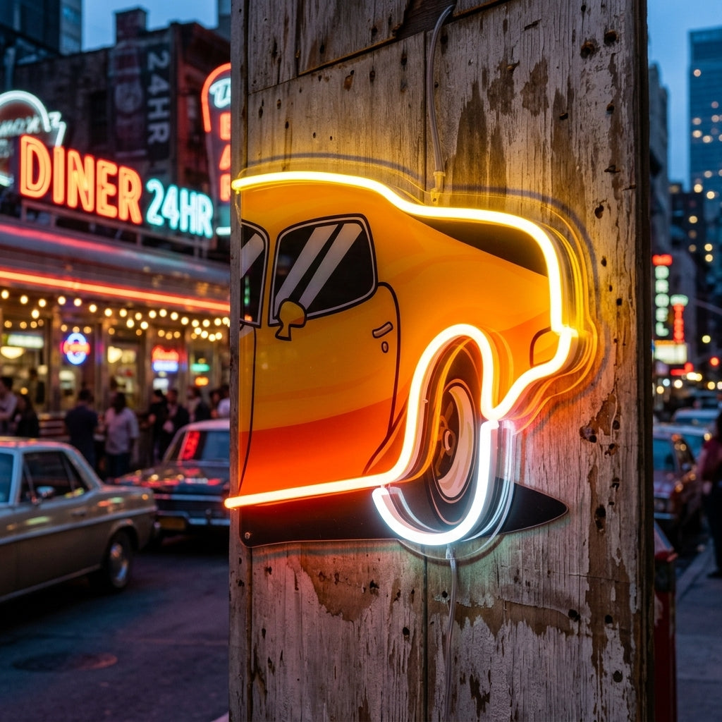 Classic Yellow Car LED Neon Sign Light Pop Art