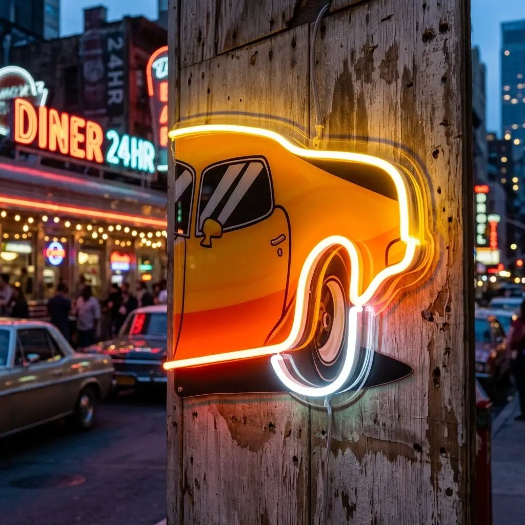 Classic Yellow Car LED Neon Sign Light Pop Art