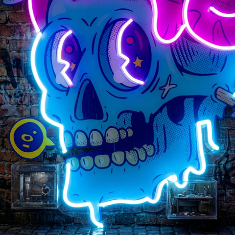 Cat And Skull LED Neon Sign Light Pop Art