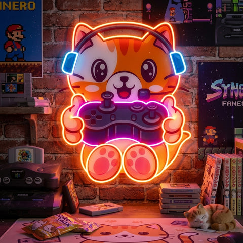 Cute cat Gaming LED Neon Sign Light Pop Art