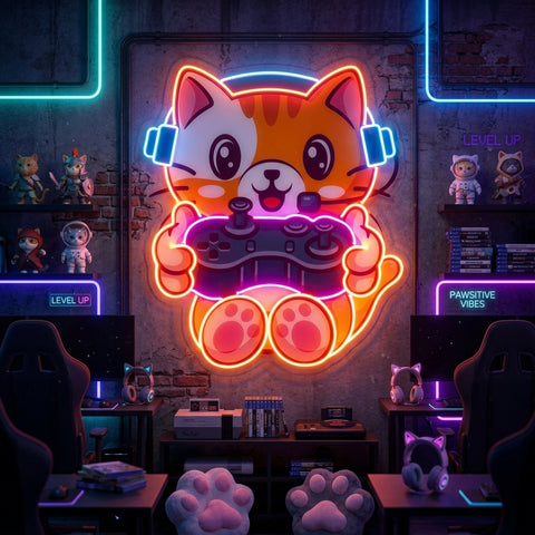 Cute cat Gaming LED Neon Sign Light Pop Art