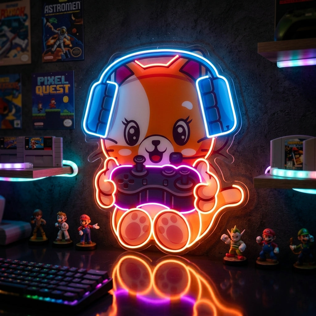 Cute cat Gaming LED Neon Sign Light Pop Art