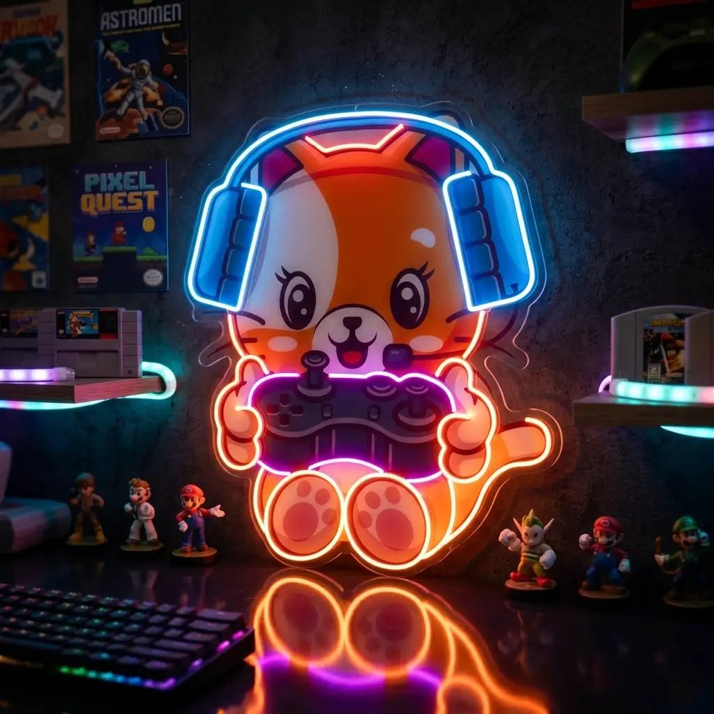 Cute cat Gaming LED Neon Sign Light Pop Art