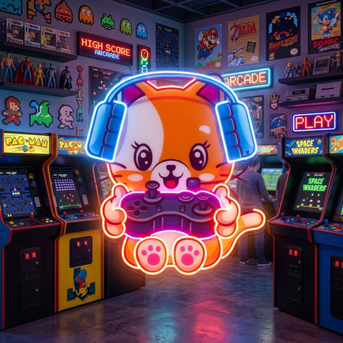 Cute cat Gaming LED Neon Sign Light Pop Art
