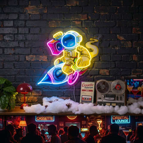 Astronauts Enjoying Space LED Neon Sign Light Pop Art