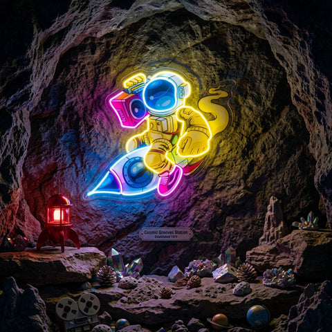 Astronauts Enjoying Space LED Neon Sign Light Pop Art