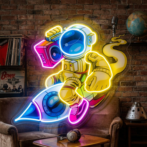 Astronauts Enjoying Space LED Neon Sign Light Pop Art