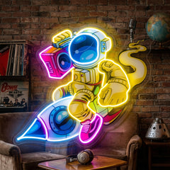 Astronauts Enjoying Space LED Neon Sign Light Pop Art