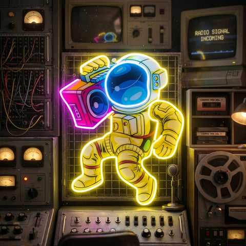 Astronauts Enjoying Space LED Neon Sign Light Pop Art