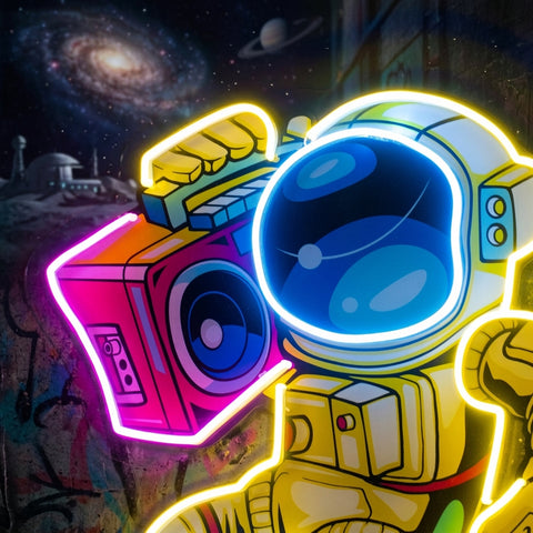 Astronauts Enjoying Space LED Neon Sign Light Pop Art