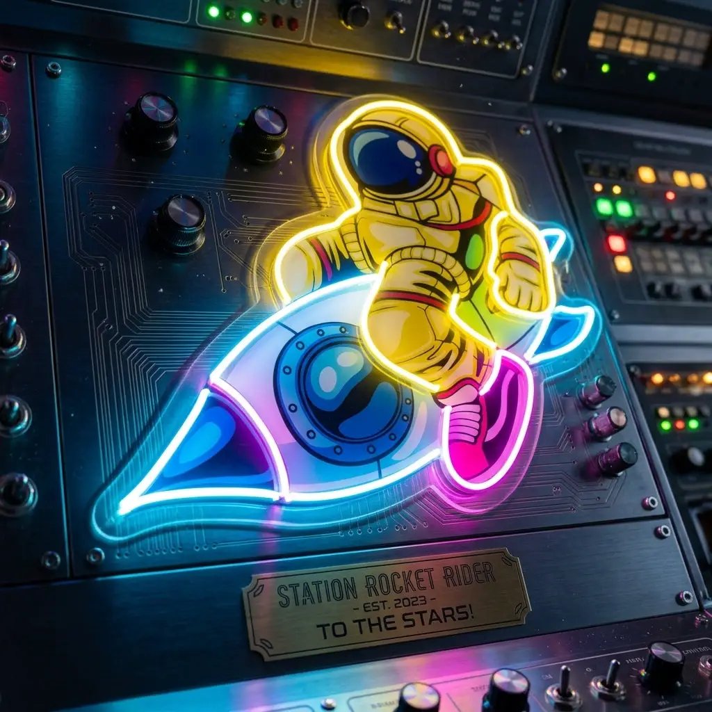Astronauts Enjoying Space LED Neon Sign Light Pop Art