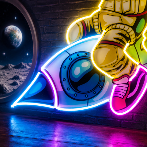 Astronauts Enjoying Space LED Neon Sign Light Pop Art