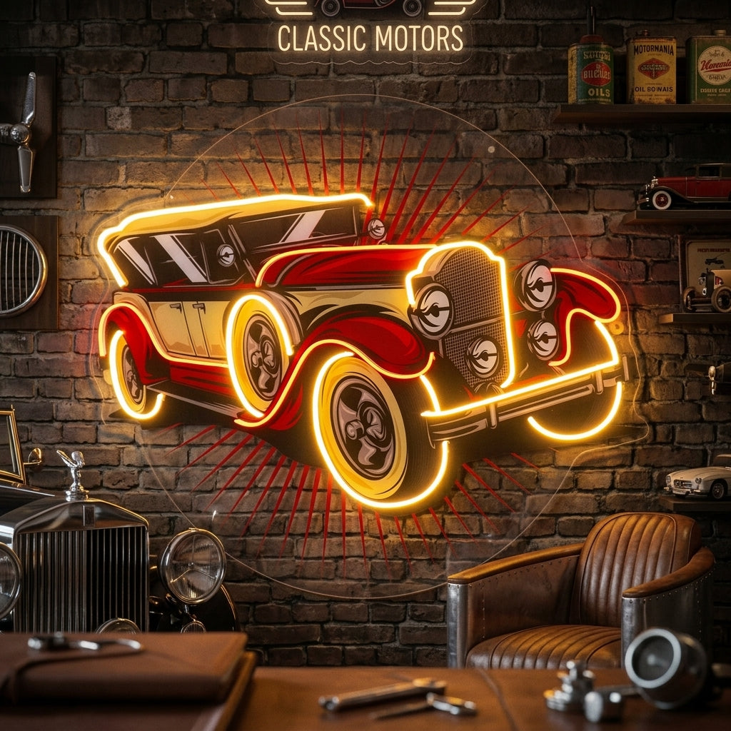 Old Car Power LED Neon Sign Light Pop Art
