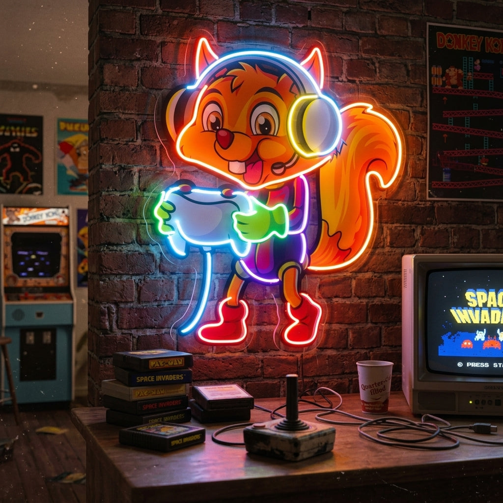 The Gamers Squirrel Esport LED Neon Sign Light Pop Art