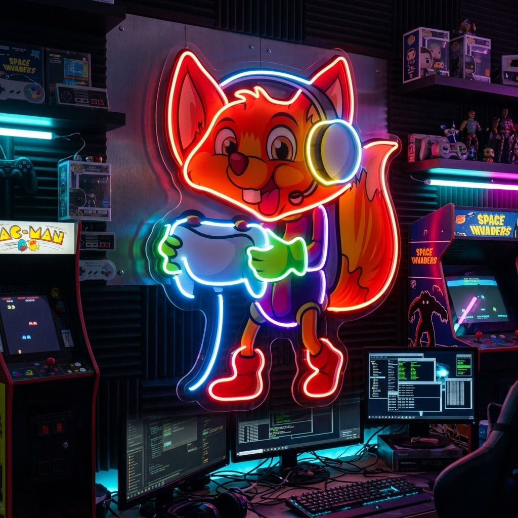 The Gamers Squirrel Esport LED Neon Sign Light Pop Art