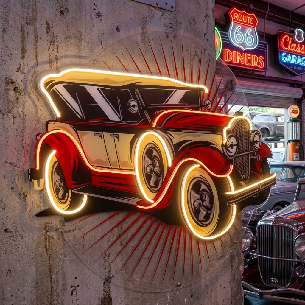 Old Car Power LED Neon Sign Light Pop Art