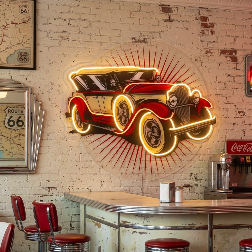 Old Car Power LED Neon Sign Light Pop Art