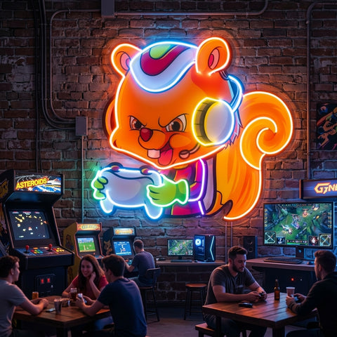 The Gamers Squirrel Esport LED Neon Sign Light Pop Art