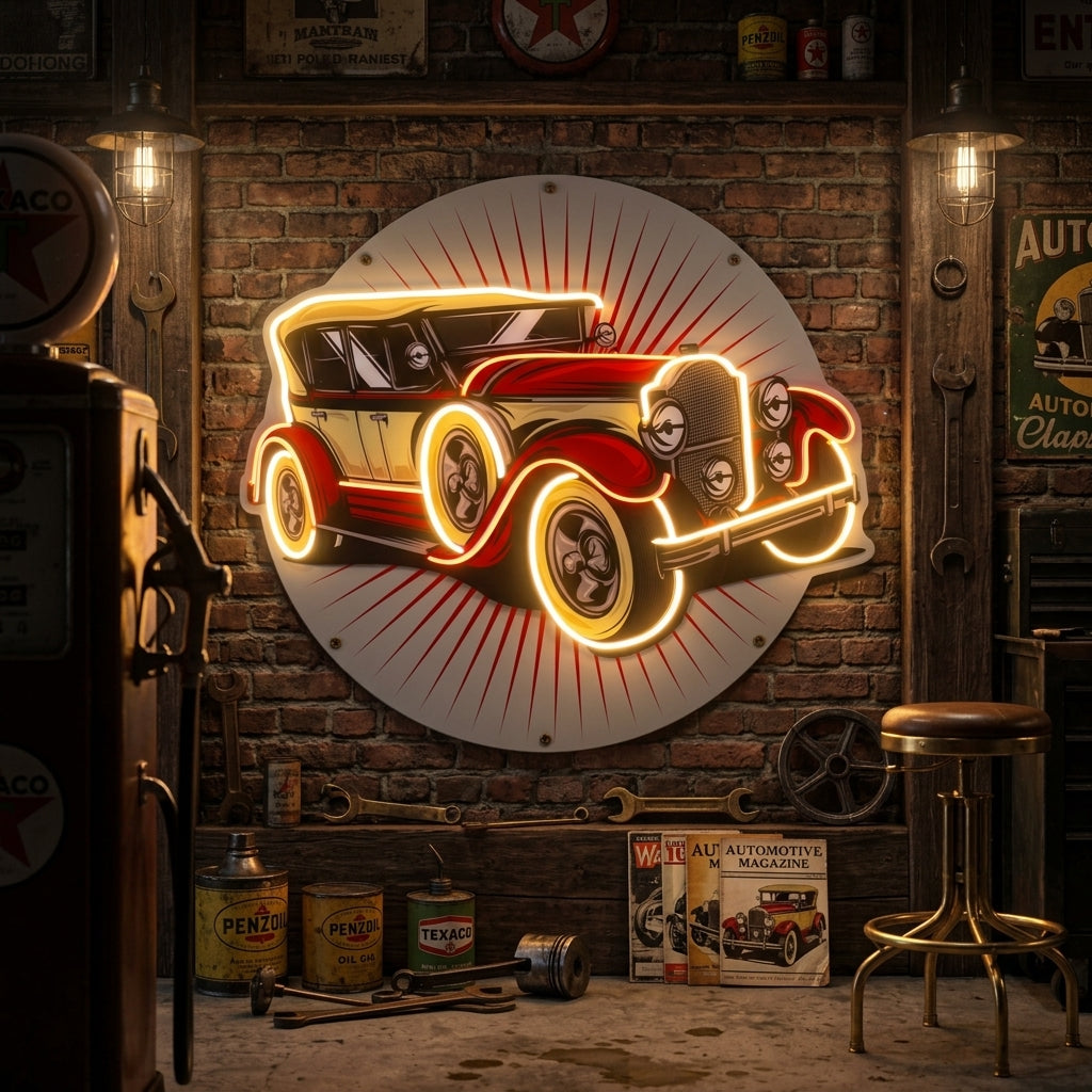 Old Car Power LED Neon Sign Light Pop Art