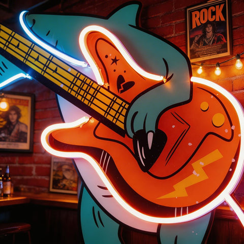 Ool Dinosaur Playing Guitar LED Neon Sign Light Pop Art
