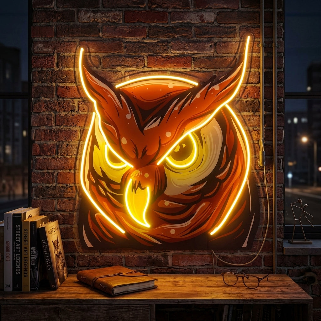 Owl Head LED Neon Sign Light Pop Art