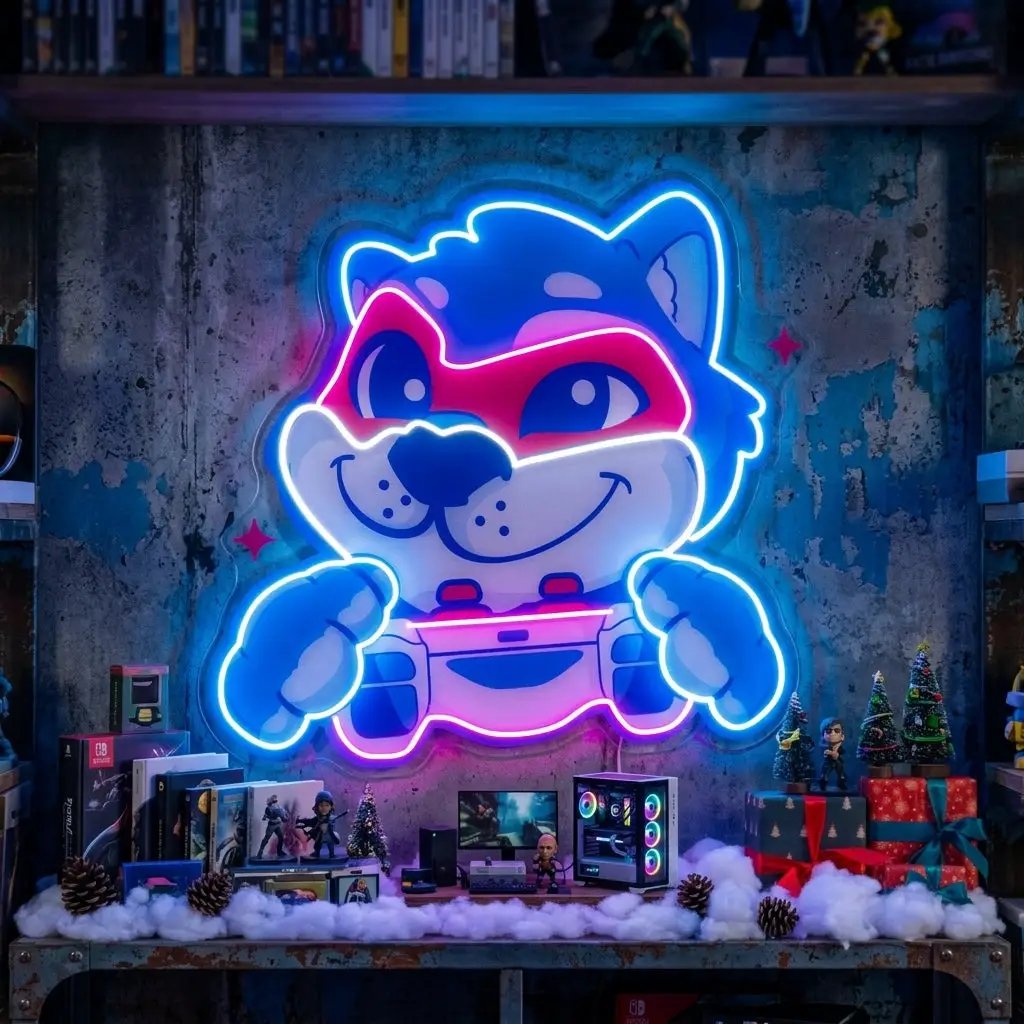 Wolf Mascot Gaming LED Neon Sign Light Pop Art