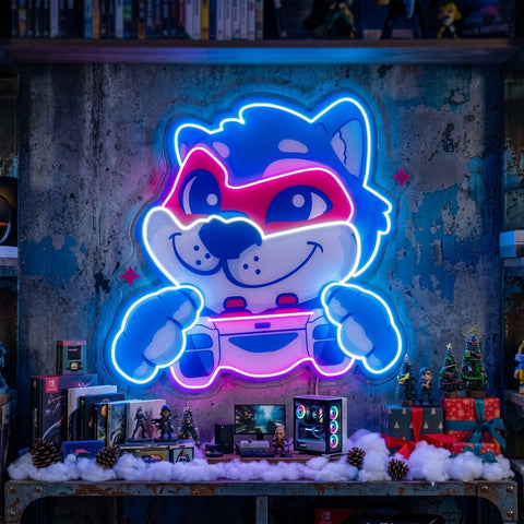 Wolf Mascot Gaming LED Neon Sign Light Pop Art