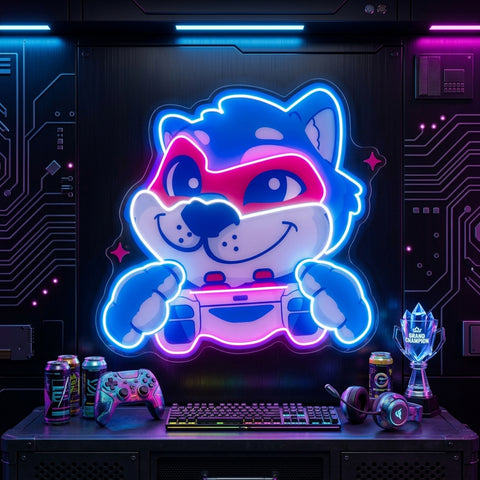 Wolf Mascot Gaming LED Neon Sign Light Pop Art