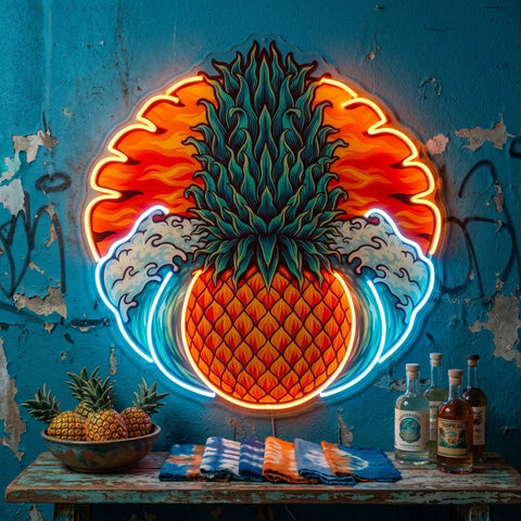 Pineapple Sea Skull LED Neon Sign Light Pop Art
