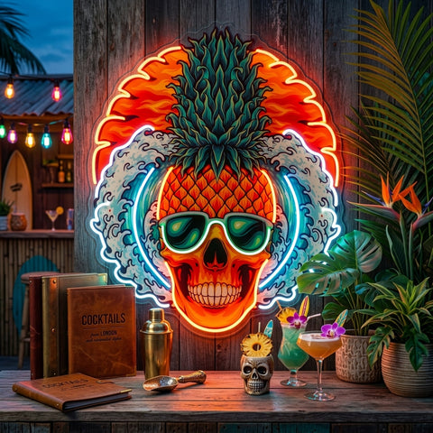 Pineapple Sea Skull LED Neon Sign Light Pop Art