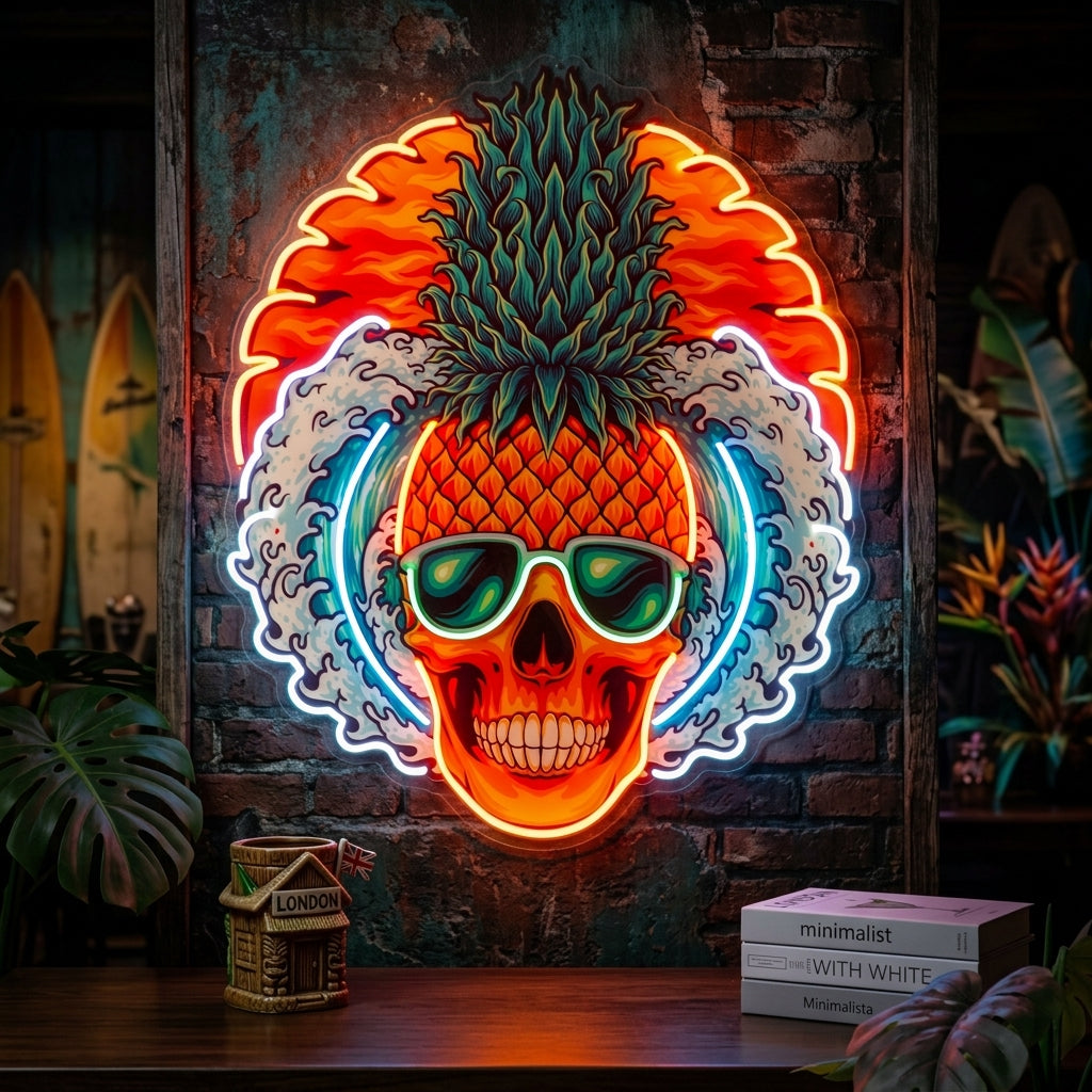Pineapple Sea Skull LED Neon Sign Light Pop Art