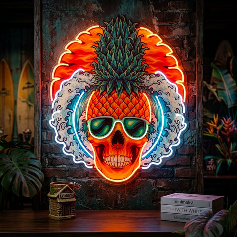 Pineapple Sea Skull LED Neon Sign Light Pop Art
