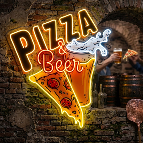 Tasty Pizza & Beer LED Neon Sign Light Pop Art
