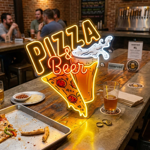 Tasty Pizza & Beer LED Neon Sign Light Pop Art