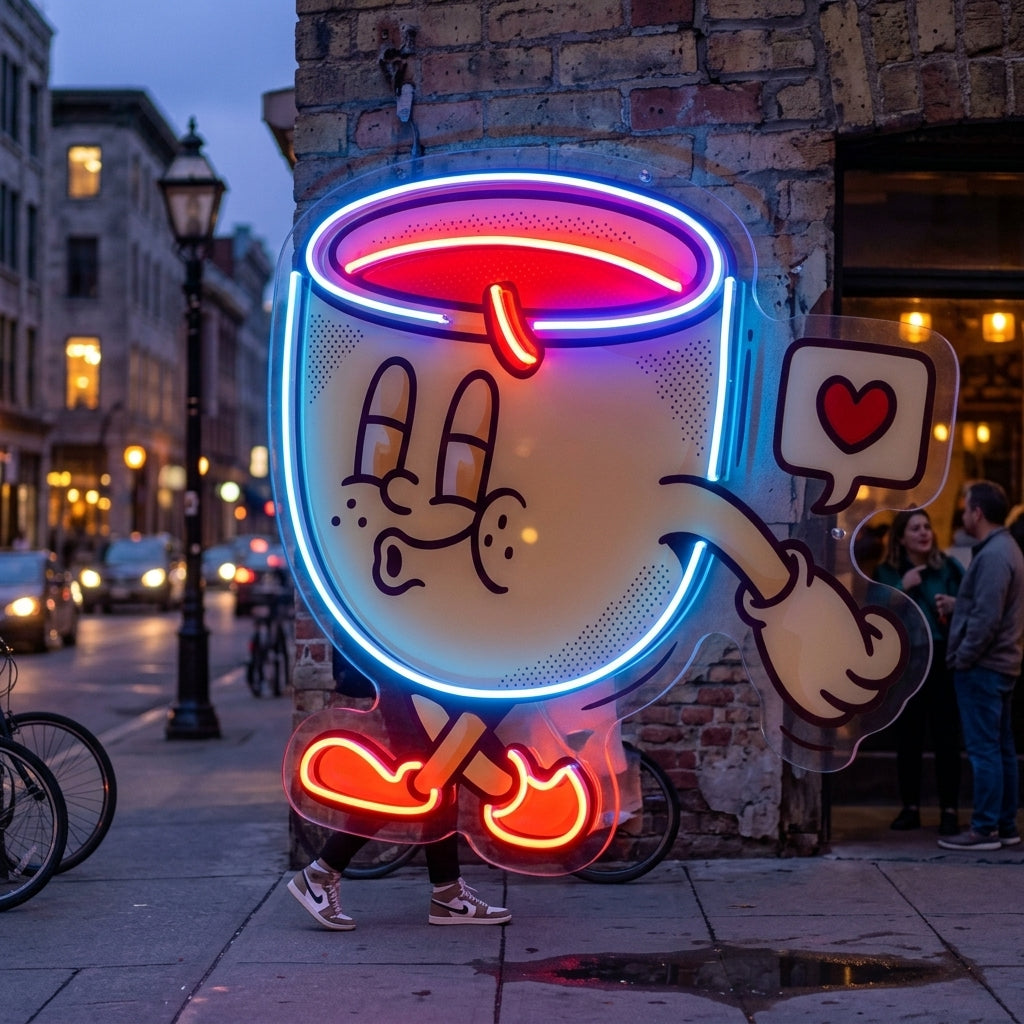Coffee Cup Cute Trendy Retro LED Neon Sign Light Pop Art