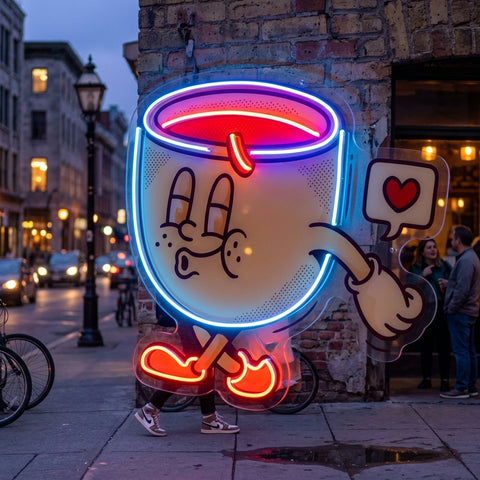 Coffee Cup Cute Trendy Retro LED Neon Sign Light Pop Art