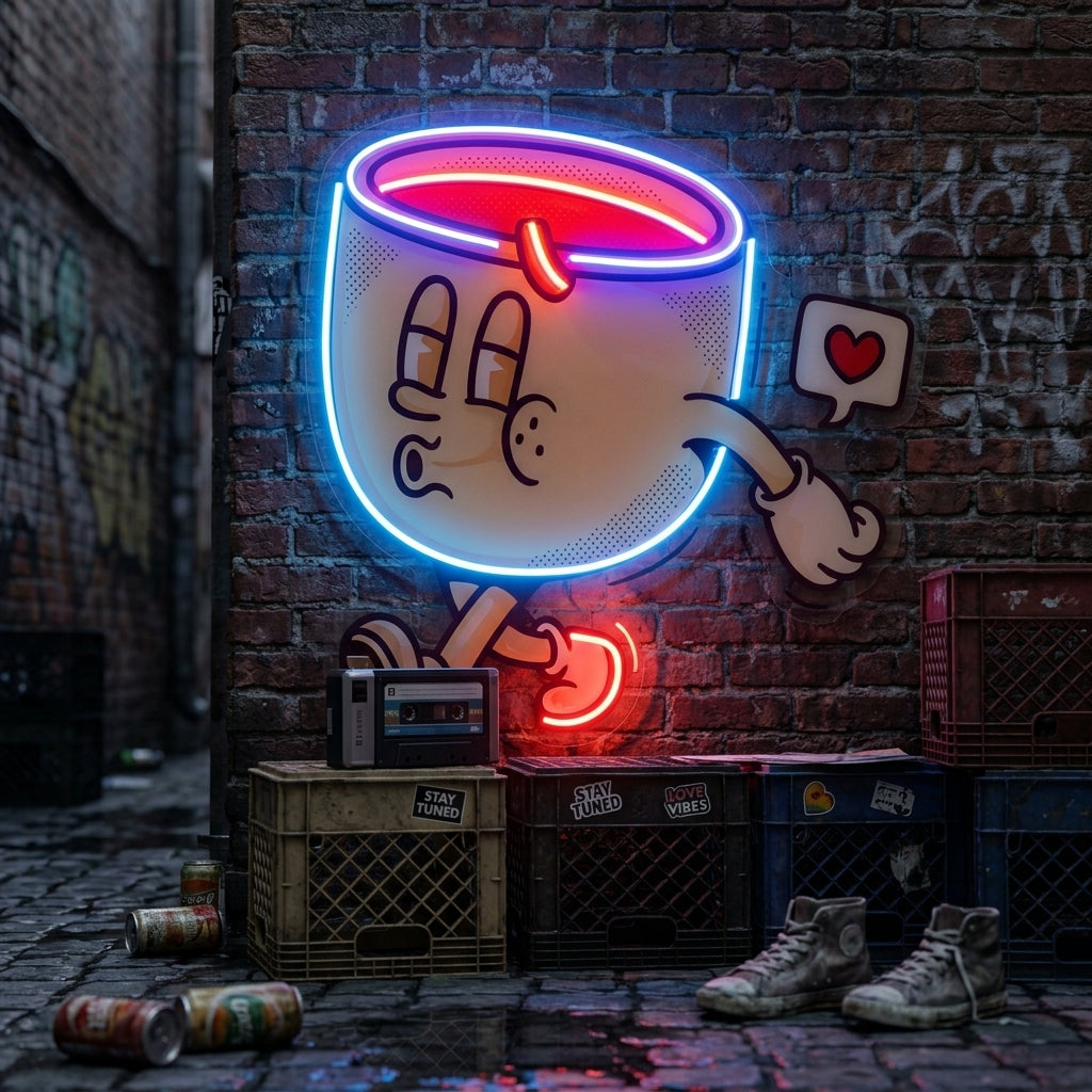 Coffee Cup Cute Trendy Retro LED Neon Sign Light Pop Art